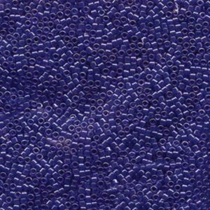 Close-up of Miyuki Delica DB277 Luster Cobalt seed beads with a deep blue sheen