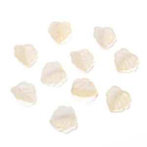 Clear: Clear glass leaf pendant beads with delicate vein detail and a soft translucent finish.