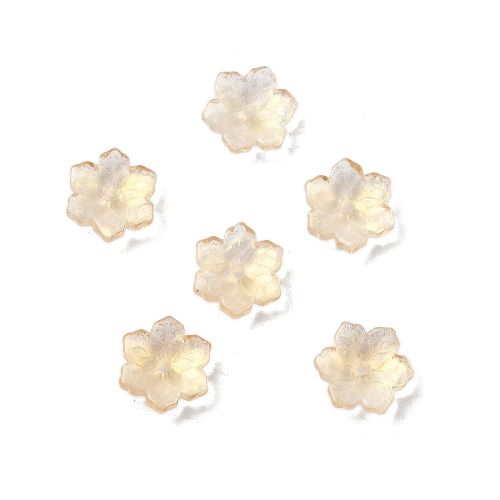Gold: Pale gold two-tone glass flower bead caps with layered petals for jewellery and floral craft designs.