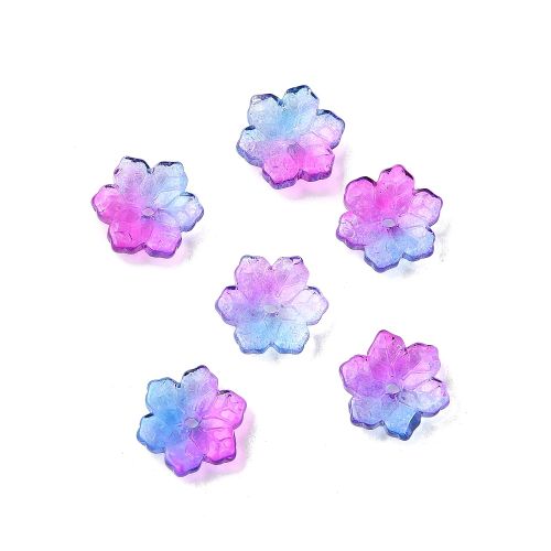 Purple: Purple and blue two-tone glass flower bead caps with a soft gradient finish.