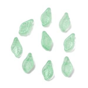 Light Green: Pale green glass leaf bead pendants with subtle vein detail for soft floral designs.