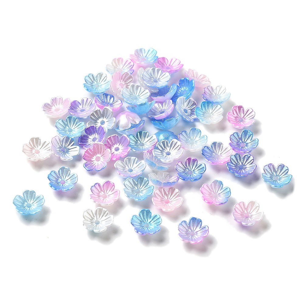 Two Tone Pearlised Bead Caps in Mermaid Mix for jewellery making and floral crafts.