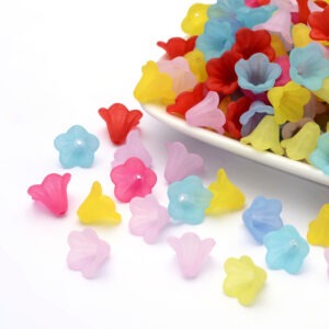 10x13mm Opaque Acrylic Flower Bead with five petals and a centre hole for jewellery making.