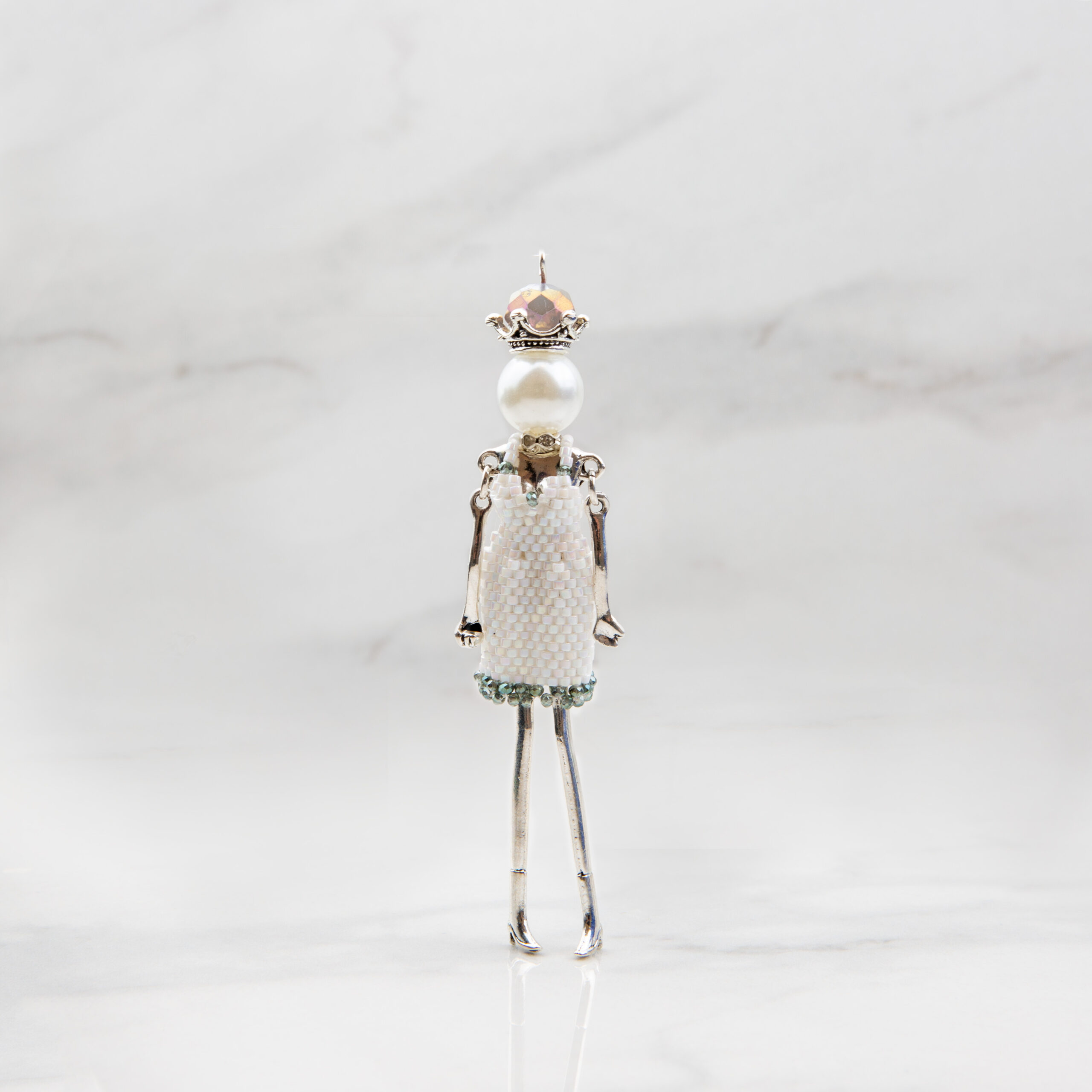 Snow Queen Lizzy bead weaving doll kit with elegant beaded dress from Riverside Beads