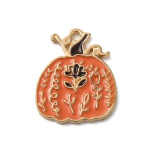 Enamel Rustic Pumpkin Charms from Riverside Beads, ideal for autumn jewellery, Halloween crafts and papercraft.