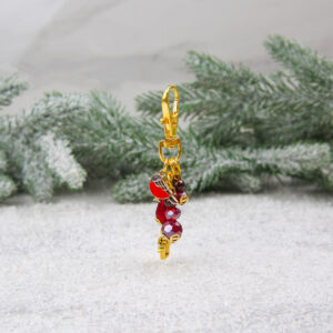 Robin Bag Charm, festive kit in red and gold tones