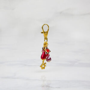Robin Bag Charm, festive kit in red and gold tones