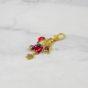 Robin Bag Charm, festive kit in red and gold tones