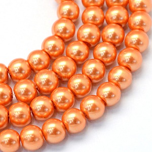 Orange glass pearl beads in assorted sizes for necklaces bracelets earrings and jewellery making