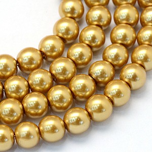 Gold glass pearl beads in assorted sizes for necklaces bracelets earrings and jewellery making
