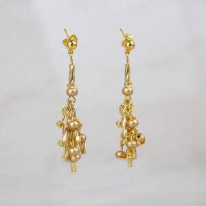 Winter Sparkle gold long dangly earrings kit making five pairs with chain seed beads and bugle beads