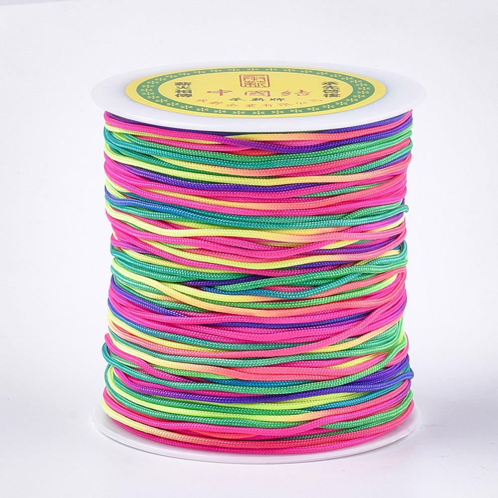 Rainbow macramé cord in 0.6mm and 1.5mm for Shamballa bracelets, kumihimo, knotting and jewellery making