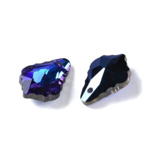 Top Drilled AB Glass Leaf Beads 16x11mm TD1 Dark Blue