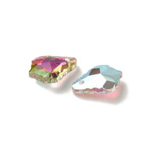 Top Drilled AB Glass Leaf Beads 16x11mm Pink TD1
