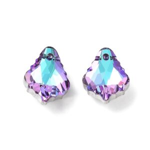 Top Drilled AB Glass Leaf Beads 16x11mm TD1 Purple