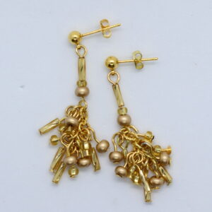 Winter Sparkle gold long dangly earrings kit making five pairs with chain seed beads and bugle beads