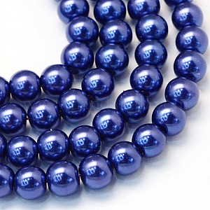 Dark blue glass pearl beads in assorted sizes for necklaces bracelets earrings and jewellery making