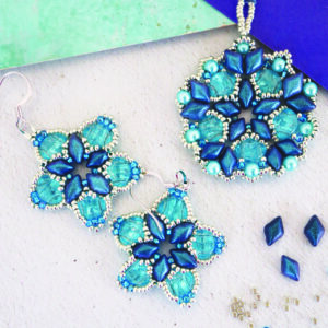 Riverside Bead Box Glimmer Snowflake pendant and earrings beading kit